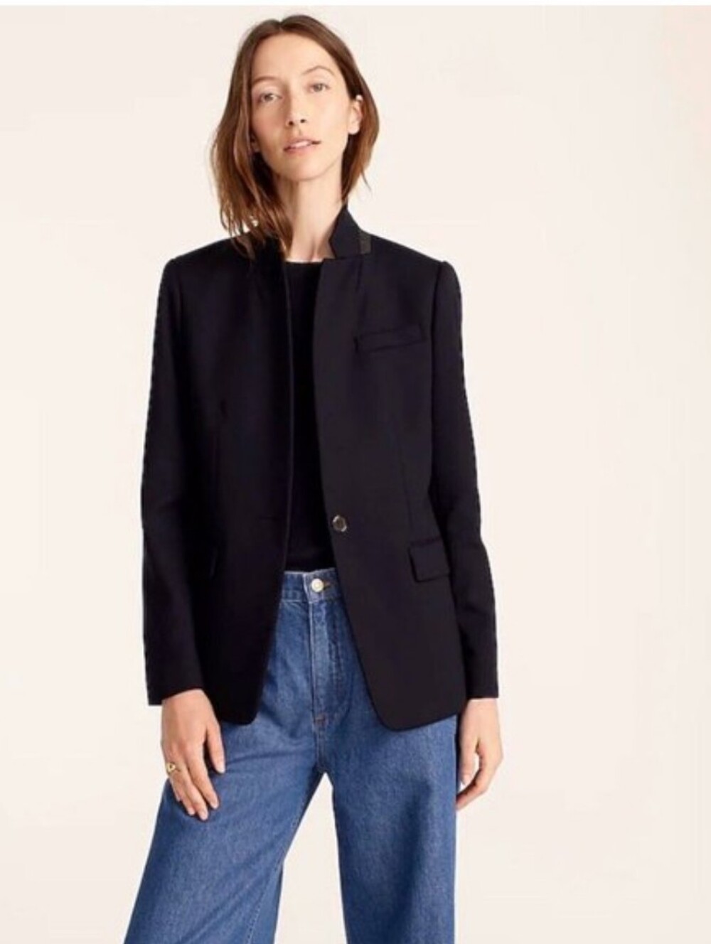 J Crew Regent Wool Single Breasted Black Blazer Jacket Size 2 Professional